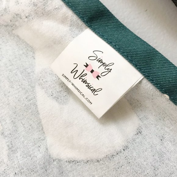 SIMPLY WHIMSICAL Vintage Inspired Apron Autumn Farmhouse Thanksgiving Teal Tan - Picture 6 of 8